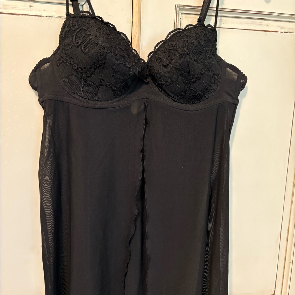 Rampage Black Lace Chemise with Adjustable Straps